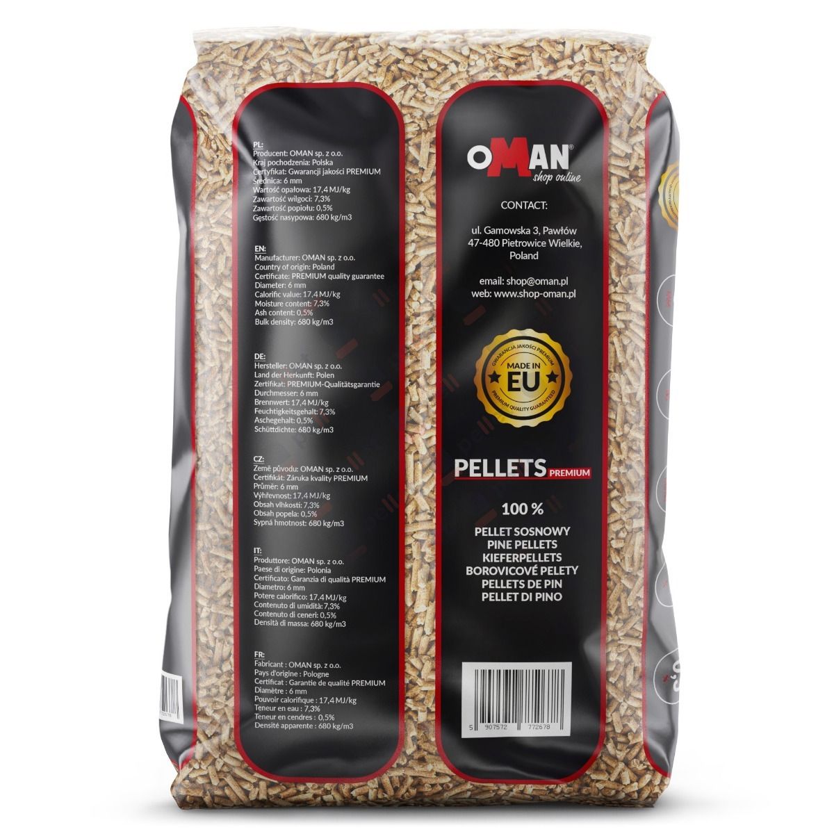 Pellet OMAN ENplus A1 6 mm 975 kg (65 x 15 kg) - obrazek 2