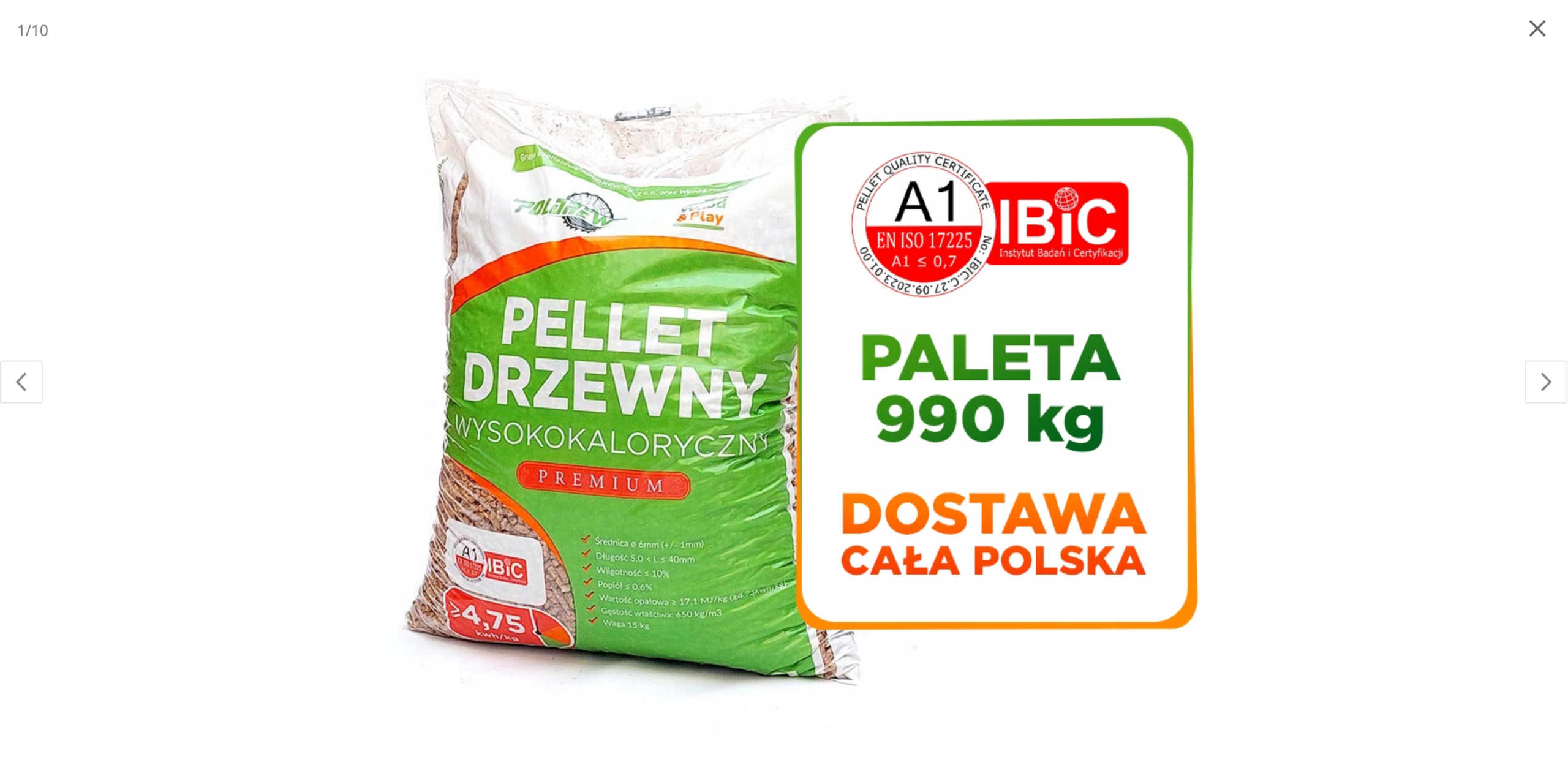 Pellet drzewny sosna opał wysokokaloryczny EN A1 6mm PALETA 990kg PRODUCENT